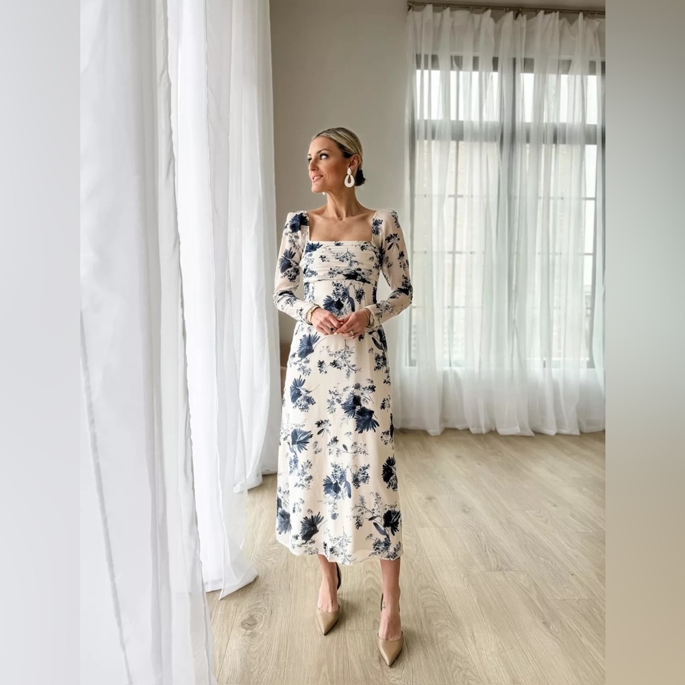 Abercrombie & Fitch Emerson Chiffon long-sleeve midi dress